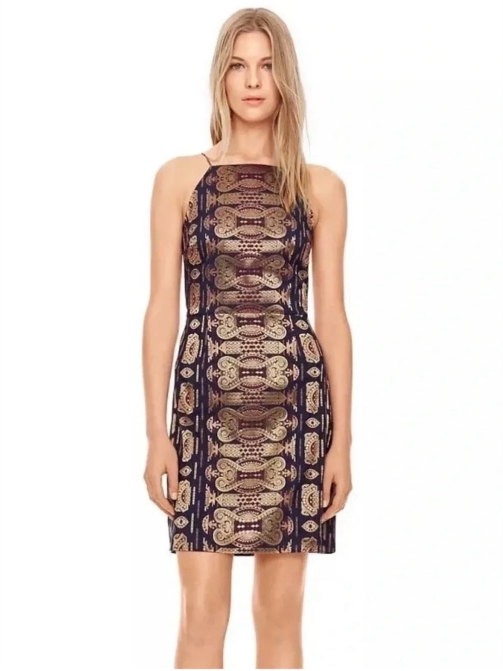 Tory Burch Strappy metallic jacquard mini dress size 0